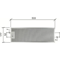Filtro metallico Alapure compatibile con Elica GF023B / GF023C 533x177x10 mm