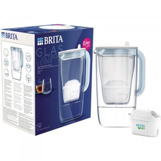 Caraffa filtrante in vetro BRITA + filtro per l'acqua MAXTRA PRO