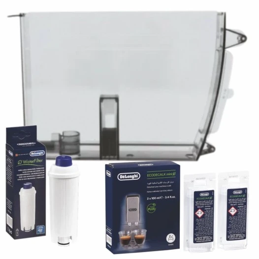 Set di manutenzione per macchina da caffè De’Longhi: serbatoio dell’acqua + filtro per l’acqua + decalcificante AS13200250