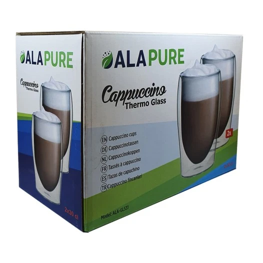 Bicchieri termici a doppia parete Alapure per cappuccino ALA-GLS31