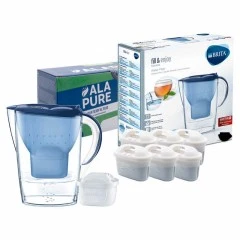 Caraffa filtrante Brita Marella blu 125233 con 6 filtri Alapure Maxtra+ inclusi