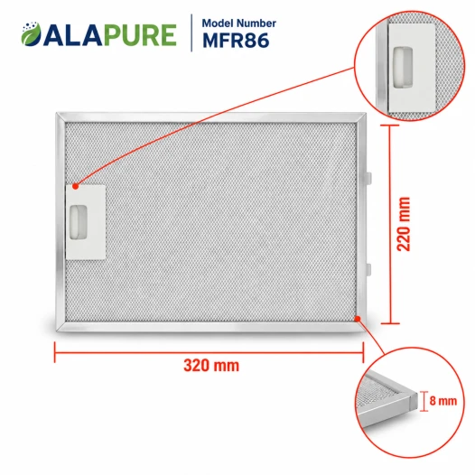 Filtro metallico Alapure compatibile con Bosch 362380 / 00362380 320x220 mm