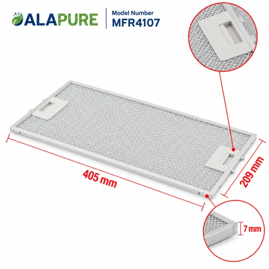 Filtro metallico Alapure compatibile con Bosch 434107 / 00434107 209x405 mm