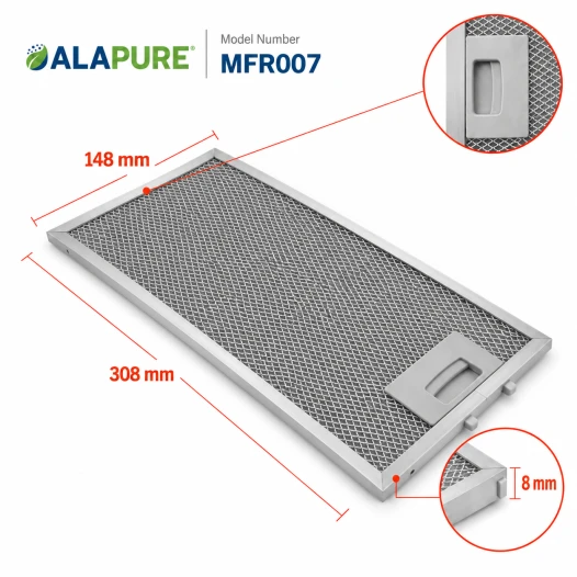 Filtro metallico Alapure compatibile con Novy 563-8045 / 6830020 308x148 mm