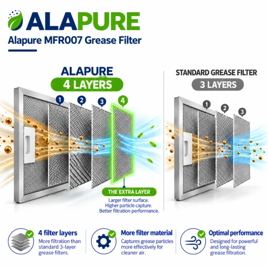 Filtro metallico Alapure compatibile con Novy 563-8045 / 6830020 308x148 mm