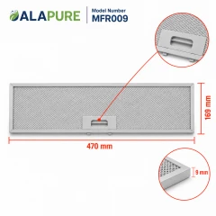 Filtro metallico Alapure compatibile con Electrolux 4055380804 470x169x9 mm