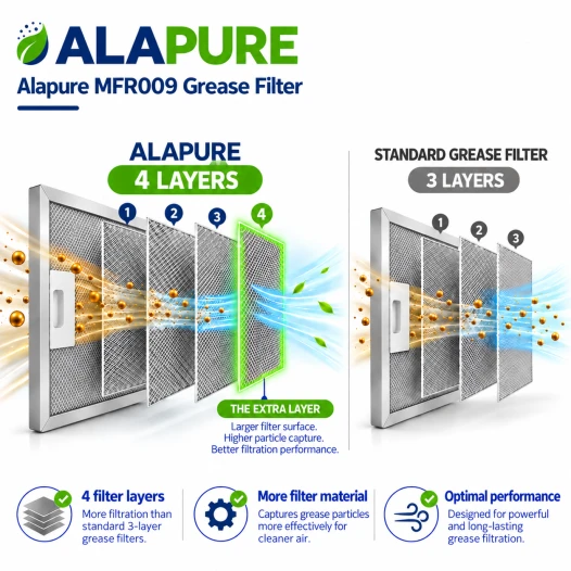 Filtro metallico Alapure compatibile con Electrolux 4055380804 470x169x9 mm