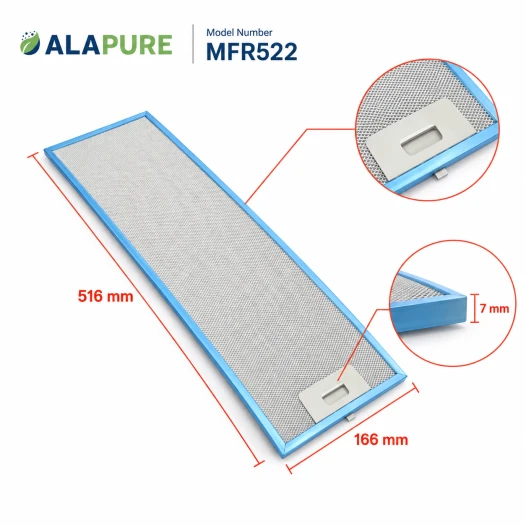 Filtro metallico Alapure compatibile con Ikea 133.0176.352 166x516 mm