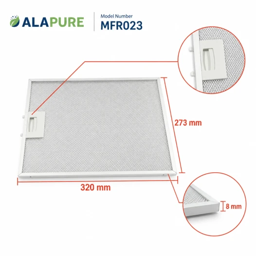 Filtro metallico Alapure compatibile con Beko 129730007 / 115657 320x273x8 mm