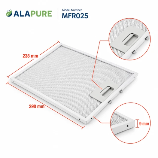 Filtro metallico Alapure compatibile con Electrolux 4055468278 298x238 mm
