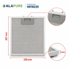 Filtro metallico Alapure compatibile con Klarstein 10034872 230x257 mm