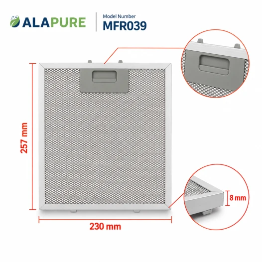 Filtro metallico Alapure compatibile con Klarstein 10034872 230x257 mm