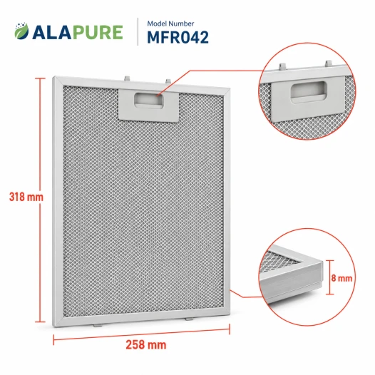 Filtro metallico Alapure compatibile con Klarstein 10032224 258x318 mm (2 pz.)