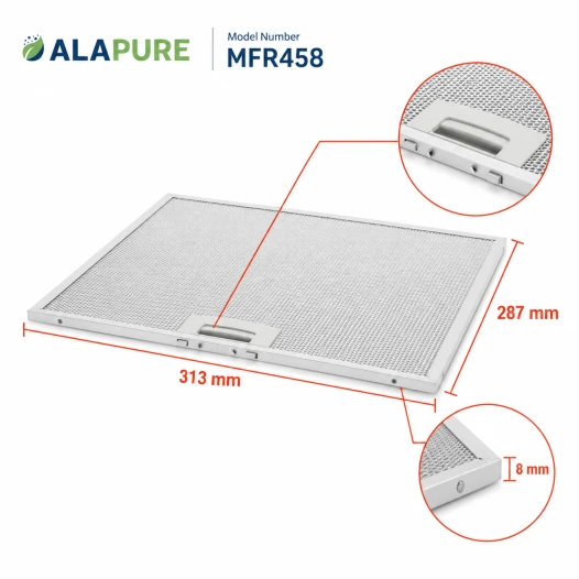 Filtro metallico Alapure compatibile con Neff 672373 / 00672373 313x287x8 mm
