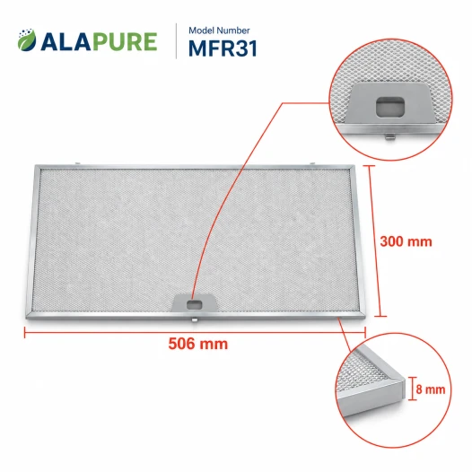 Filtro metallico Alapure compatibile con Smeg 763410749 506x300x8 mm