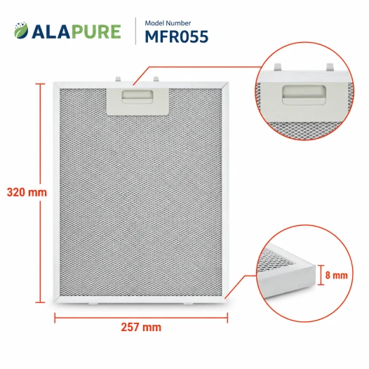 Filtro metallico Alapure compatibile con Pelgrim 18831 / 88017203 318x258x8 mm