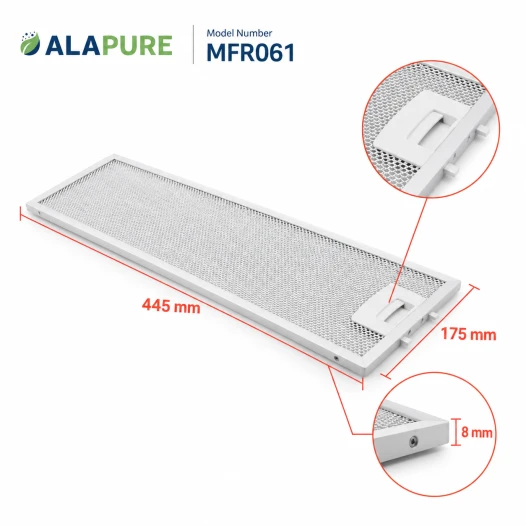 Filtro metallico Alapure compatibile con Neff 352813 / 00352813 445x175 mm