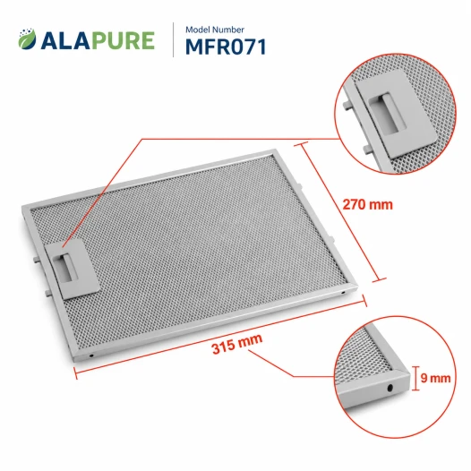 Filtro metallico Novy 508-9008 / 6200020 315x270x9 mm di Alapure MFR071