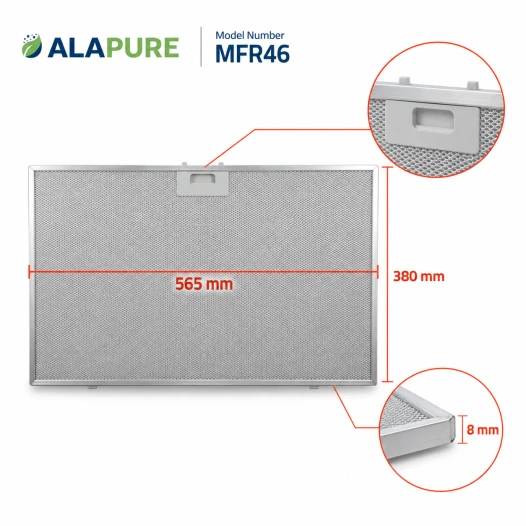 Filtro metallico Alapure compatibile con Ikea 488000302744 565x380x8 mm