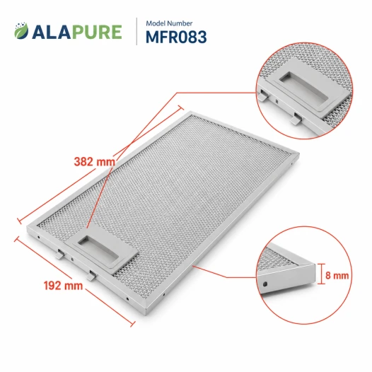 Filtro metallico Alapure compatibile con Bosch 11022472 382x192x8 mm