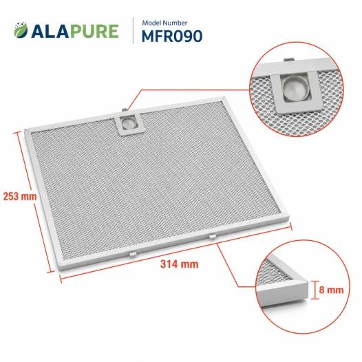 Filtro metallico Alapure compatibile con Faber 133.0261.220 253x314 mm