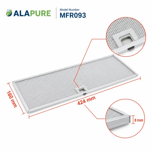 Filtro metallico Alapure compatibile con AEG 50286533000 160x424 mm (2 pz.)