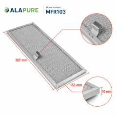 Filtro metallico Alapure compatibile con Novy 563-8020A / 609014 387x153x10 mm