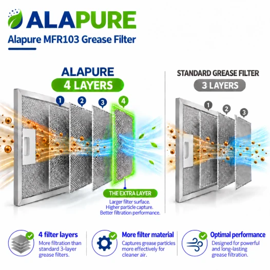 Filtro metallico Alapure compatibile con Novy 563-8020A / 609014 387x153x10 mm