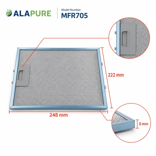 Filtro metallico Alapure compatibile con AEG 50299664008 222x248 mm