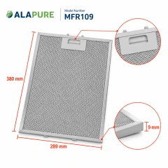 Filtro metallico Alapure adatto per Smeg 380x290 mm GF03RB
