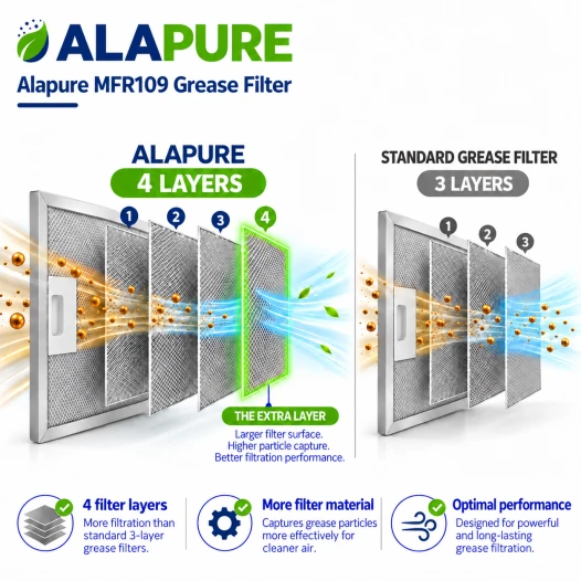 Filtro metallico Alapure compatibile con Smeg 380x290 mm GF03RB