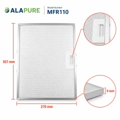 Filtro metallico Alapure compatibile con Elica GRI0121275A 357x270x9 mm