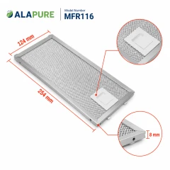 Filtro metallico Alapure compatibile con AEG 4055348199 124x254x8 mm