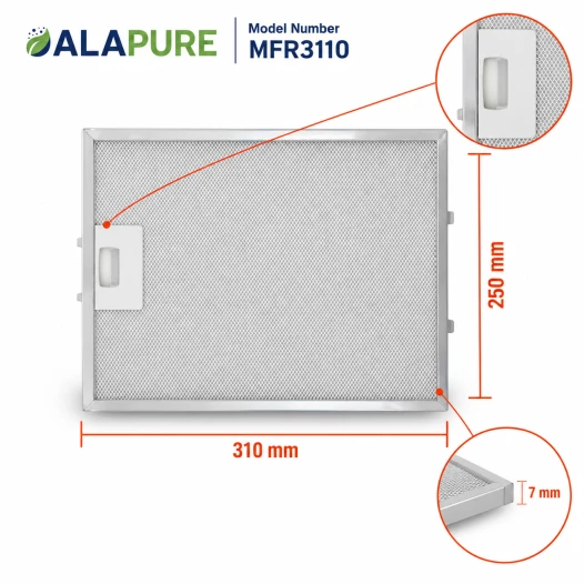 Filtro metallico Alapure compatibile con Neff 353110 / 00353110 310x250