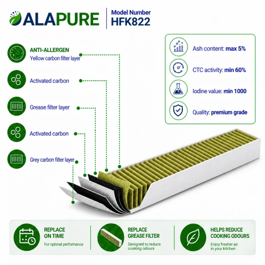 Filtro al carbone Alapure CleanAir compatibile con Balay 17004574