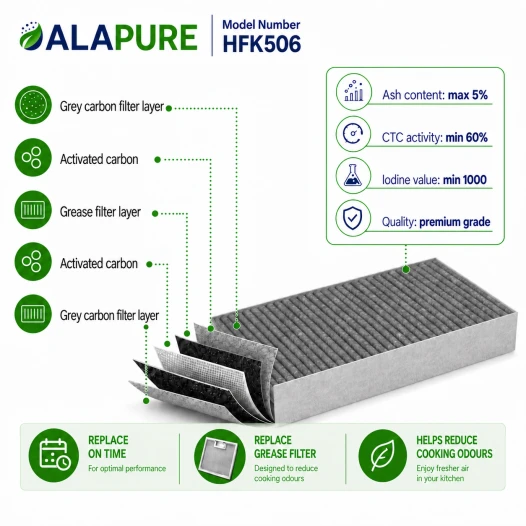 Filtro al carbone attivo Alapure CleanAir compatibile con Bosch 11018621 / AA210110 / 11010506