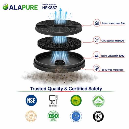 Filtro al carbone Alapure compatibile con il filtro al carbone Exquisit MD1 / 8717202129812