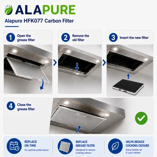 Filtro al carbone Alapure compatibile con Bosch 00744077 / 00669659 / 744077