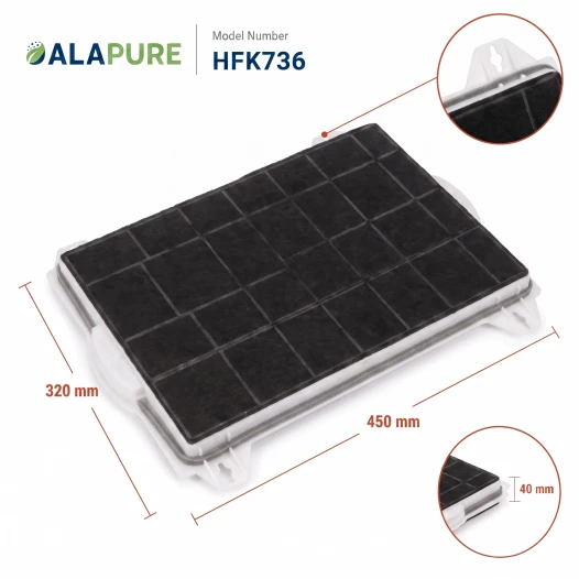 Filtro al carbone Alapure compatibile con Neff 00460736 / 460736 / Z5110X3