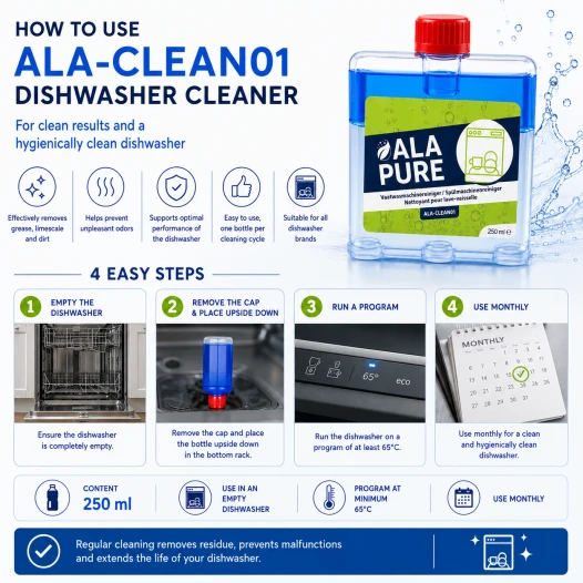 Detergente per lavastoviglie Alapure, compatibile con Miele DishClean 11905520