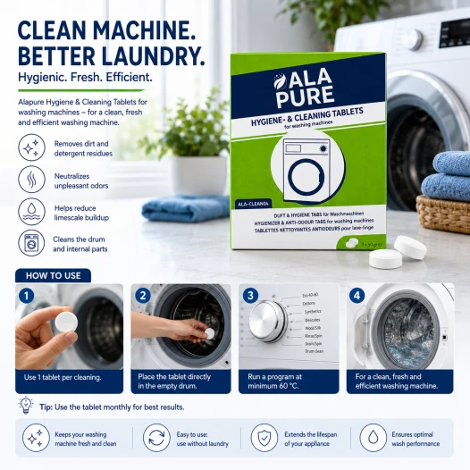 Detergente e deodorante Alapure compatibile con WPRO AFR301 / 484000001180 / 484000008427 / Powerfresh per lavatrici / DAFR108